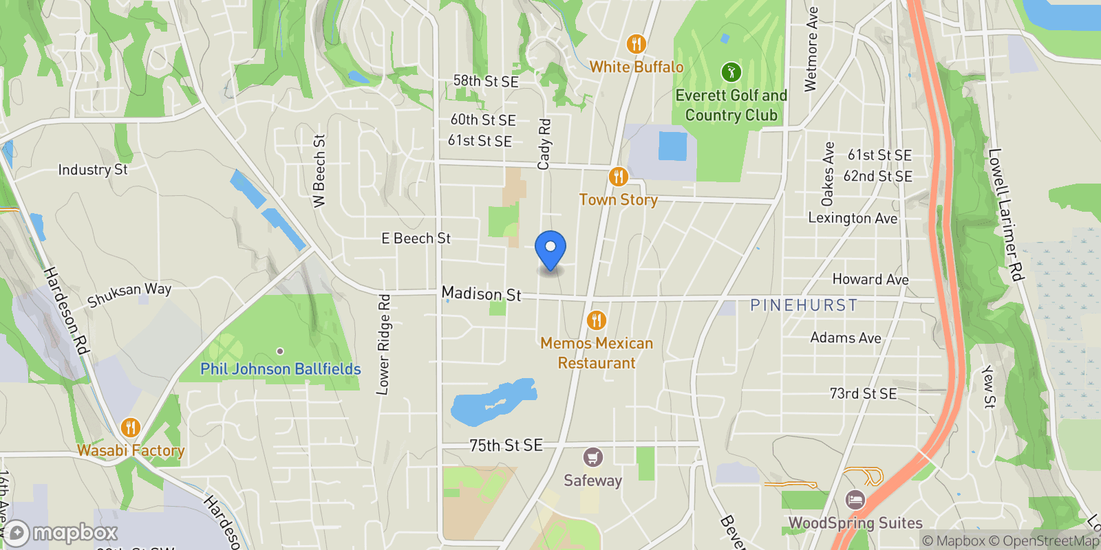 Map showing 6705 Cady Road, Everett, WA 98203, Everett, Washington, United States.
