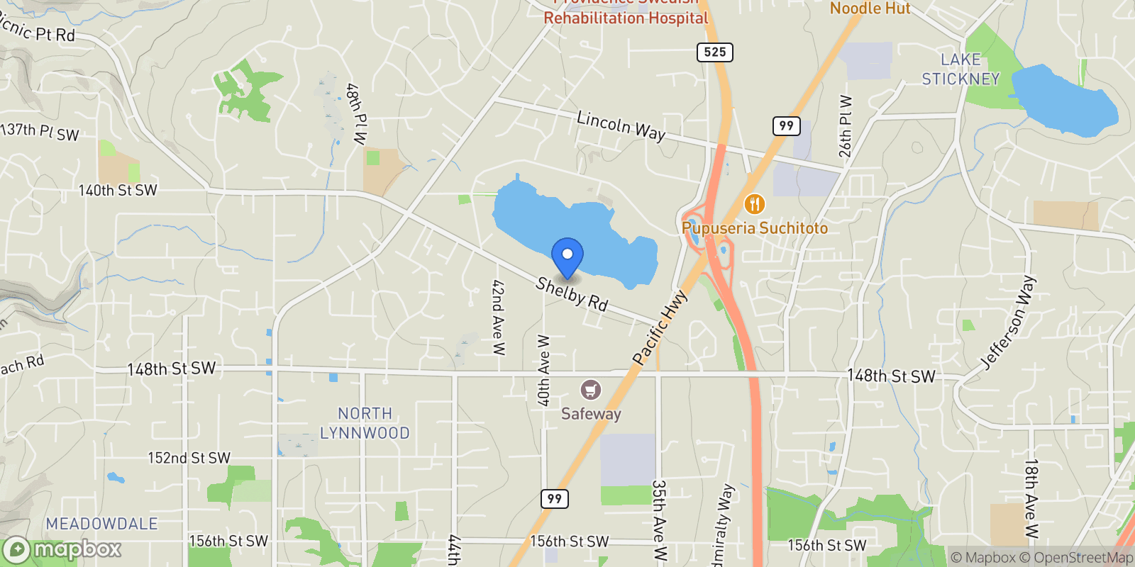 Map showing 3821 Shelby Road, Lynnwood, WA 98087, Lynnwood, Washington, United States.
