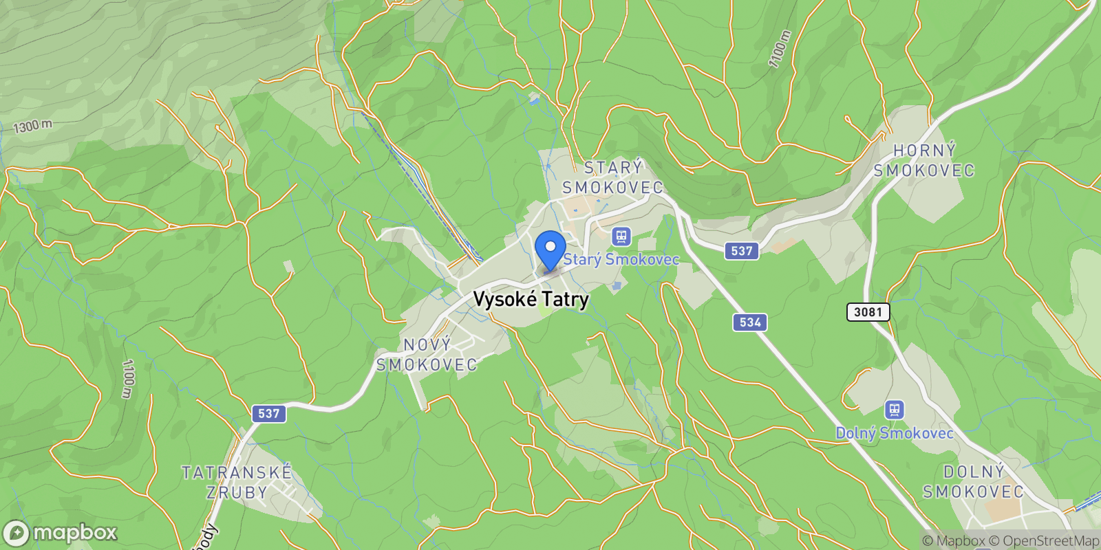 Map showing Vysoké Tatry, PV, Vysoké Tatry, Prešov Region, Slovakia.