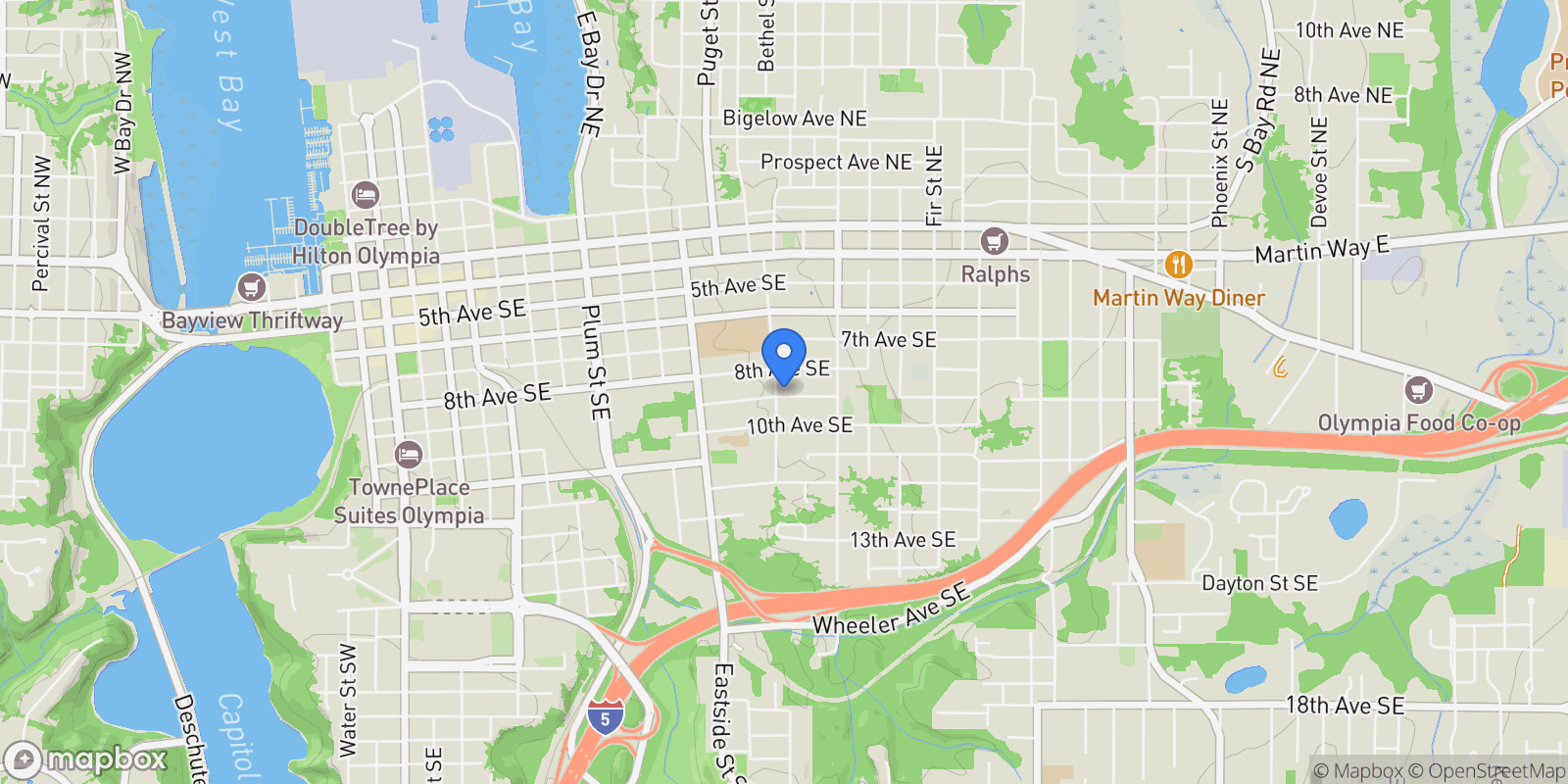 Map showing 820 Boundary Street SE, Olympia, WA 98501, Olympia, Washington, United States.