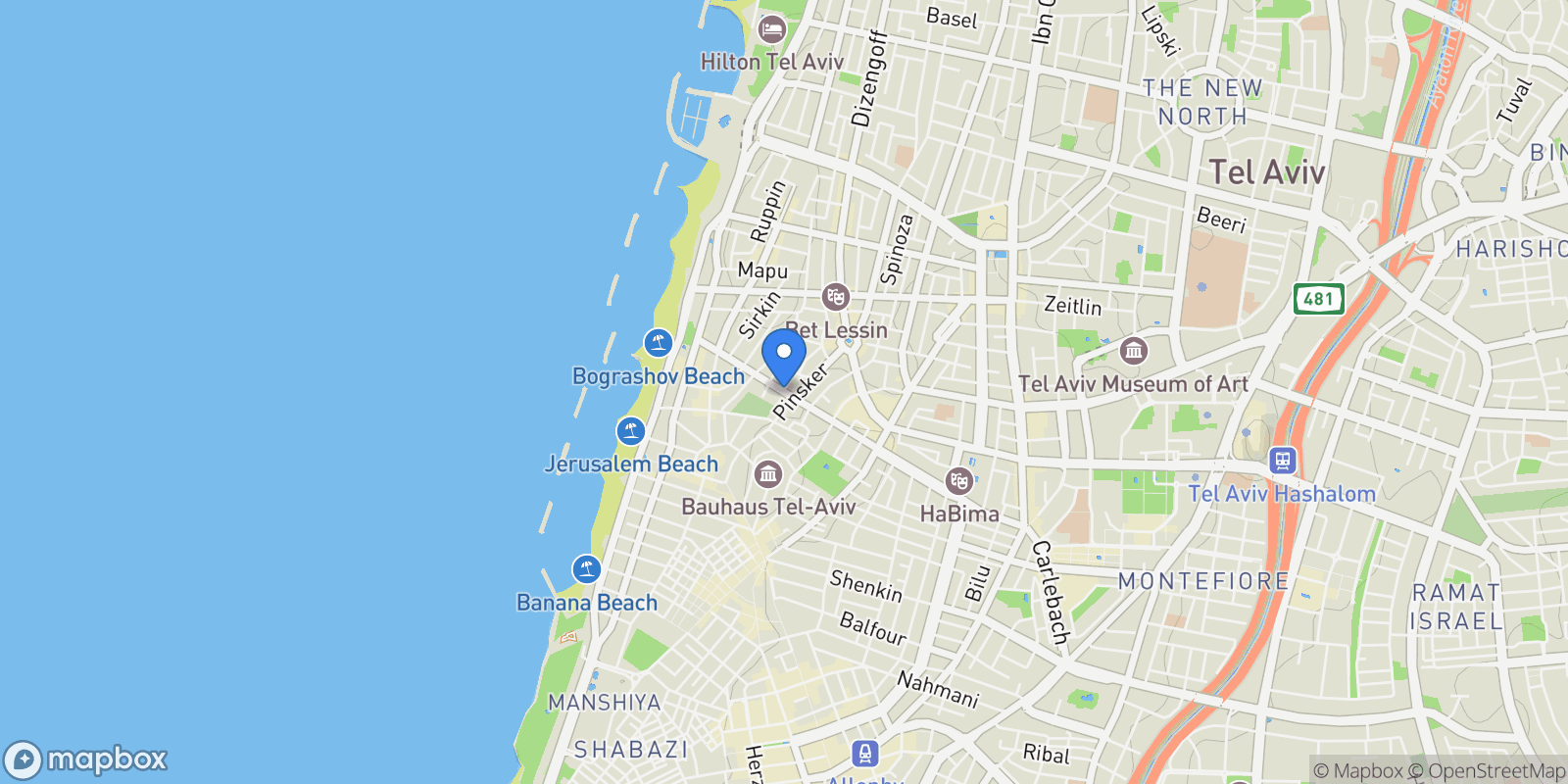 Map showing Tel Aviv-Yafo, Tel Aviv District, Israel.