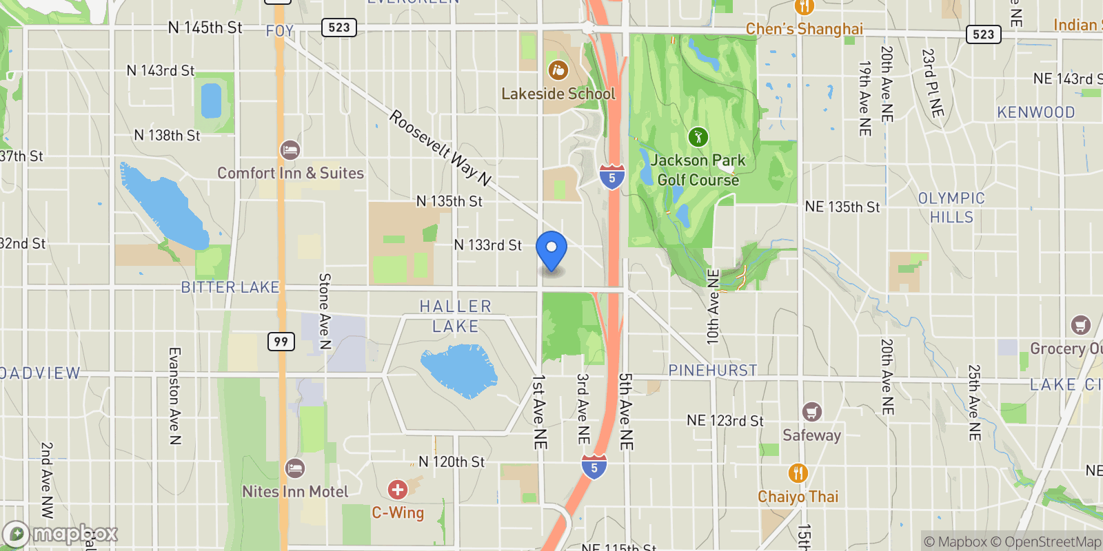 Map showing 13020 1st Avenue NE, Seattle, WA 98125, Seattle, Washington, United States.