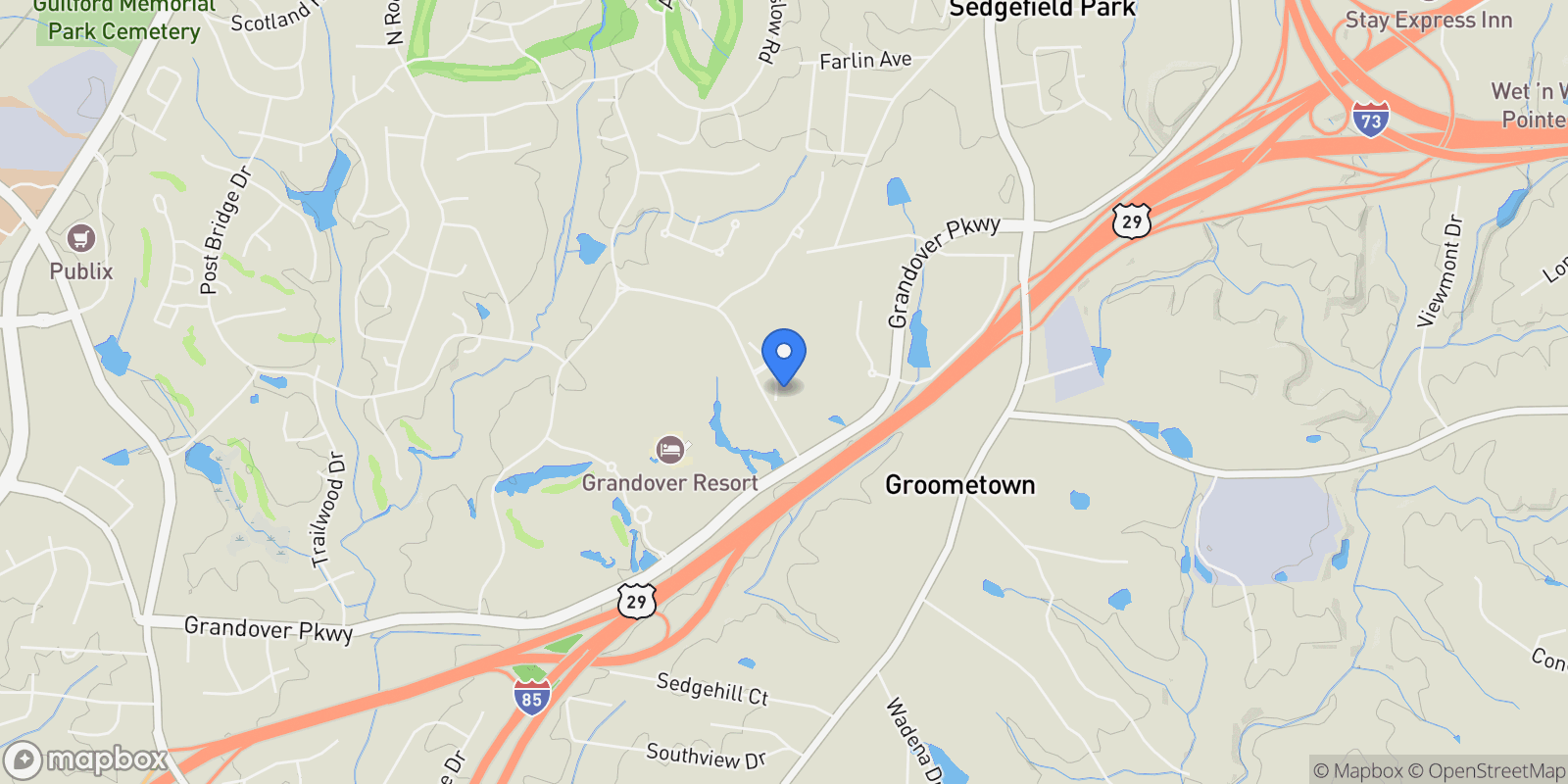 Map showing 39 Creswell Manor Drive, Greensboro, North Carolina, United States.