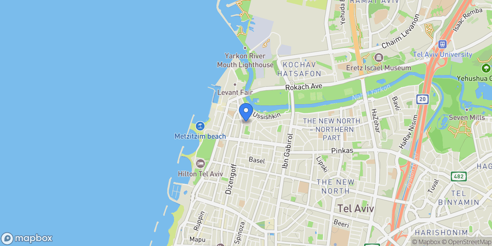 Map showing Yekhezkel St 44, Tel Aviv-Yafo, Israel, Tel Aviv-Yafo, Tel Aviv District, Israel.