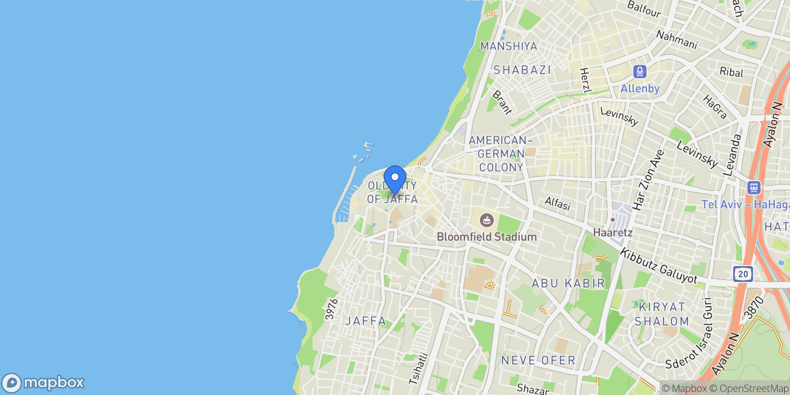 Map showing HaPninim 1, Tel Aviv-Jaffa, Israel, Tel Aviv-Yafo, Tel Aviv District, Israel.