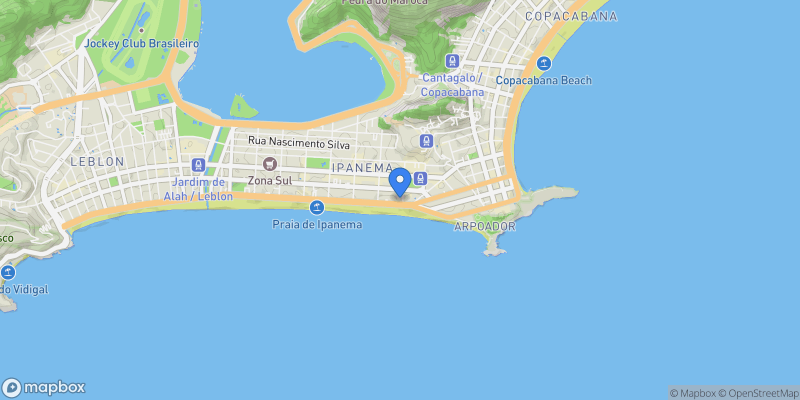 Map showing Vieira Souto 168, RJ, Rio de Janeiro, State of Rio de Janeiro, Brazil.