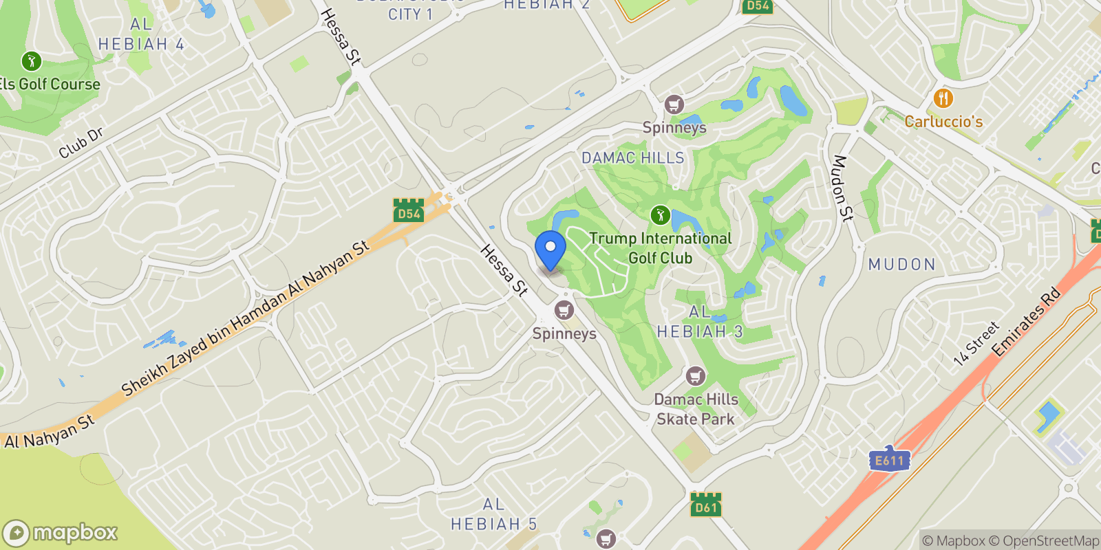 Map showing 269W+WCH - DAMAC Hills - Dubai - United Arab Emirates, Dubai, Dubai, United Arab Emirates.
