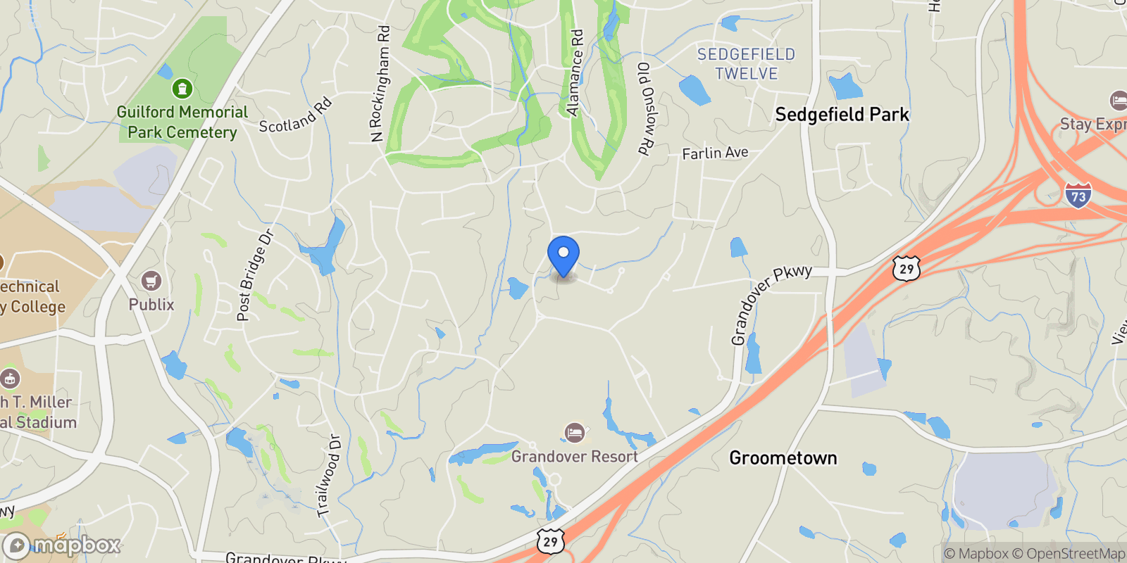 Map showing 4347 Griffins Gate Lane, Greensboro, North Carolina, United States.