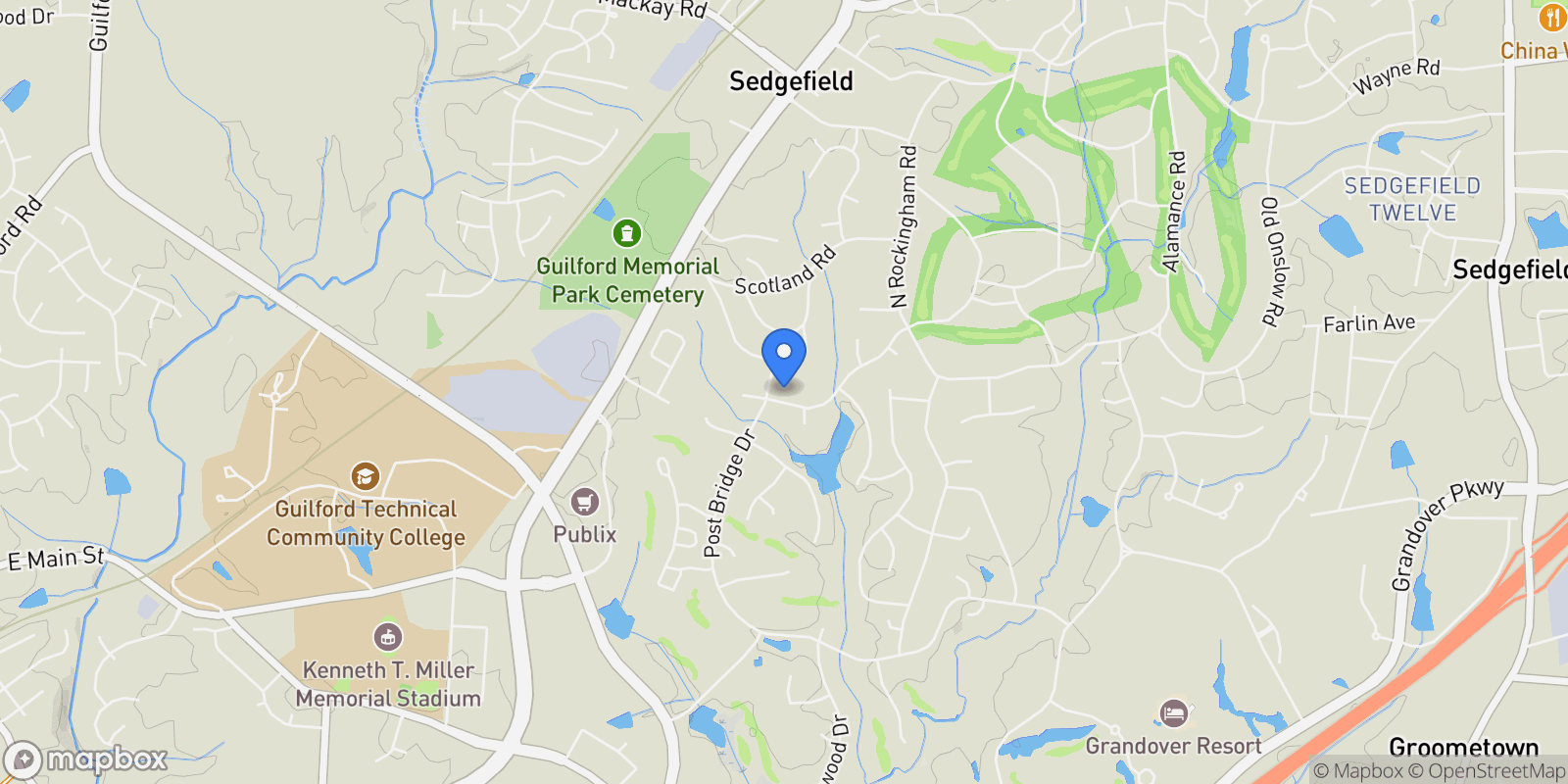 Map showing 3904 Gaston Road, Greensboro, North Carolina, United States.