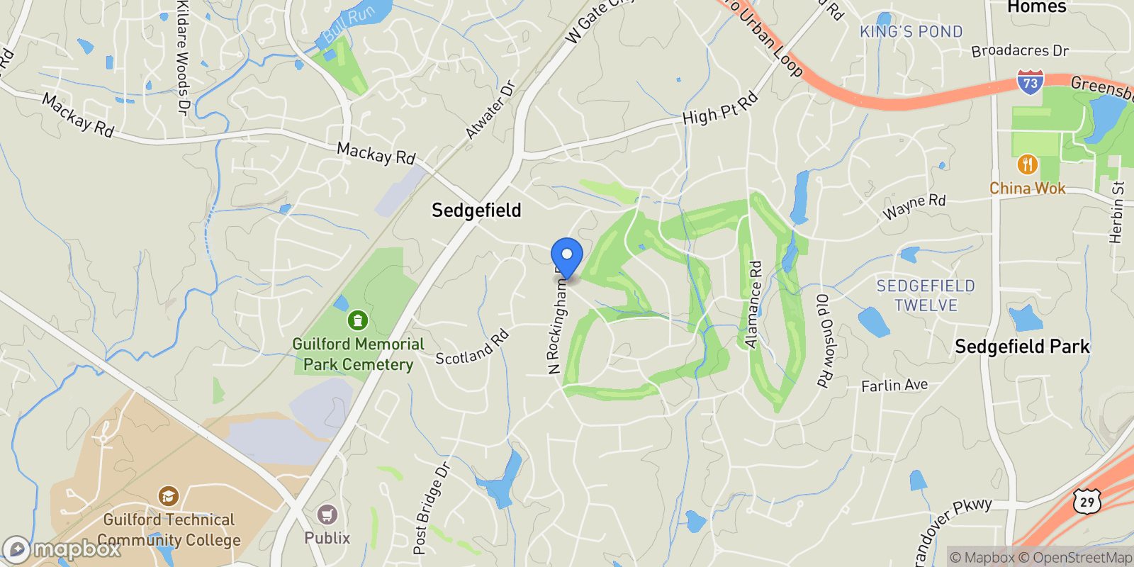 Map showing 3313 Gaston Road, Greensboro, North Carolina, United States.