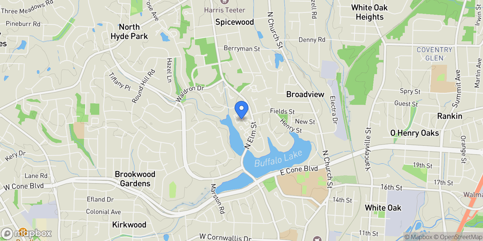 Map showing 2 Saint Augustine Square, Greensboro, North Carolina, United States.