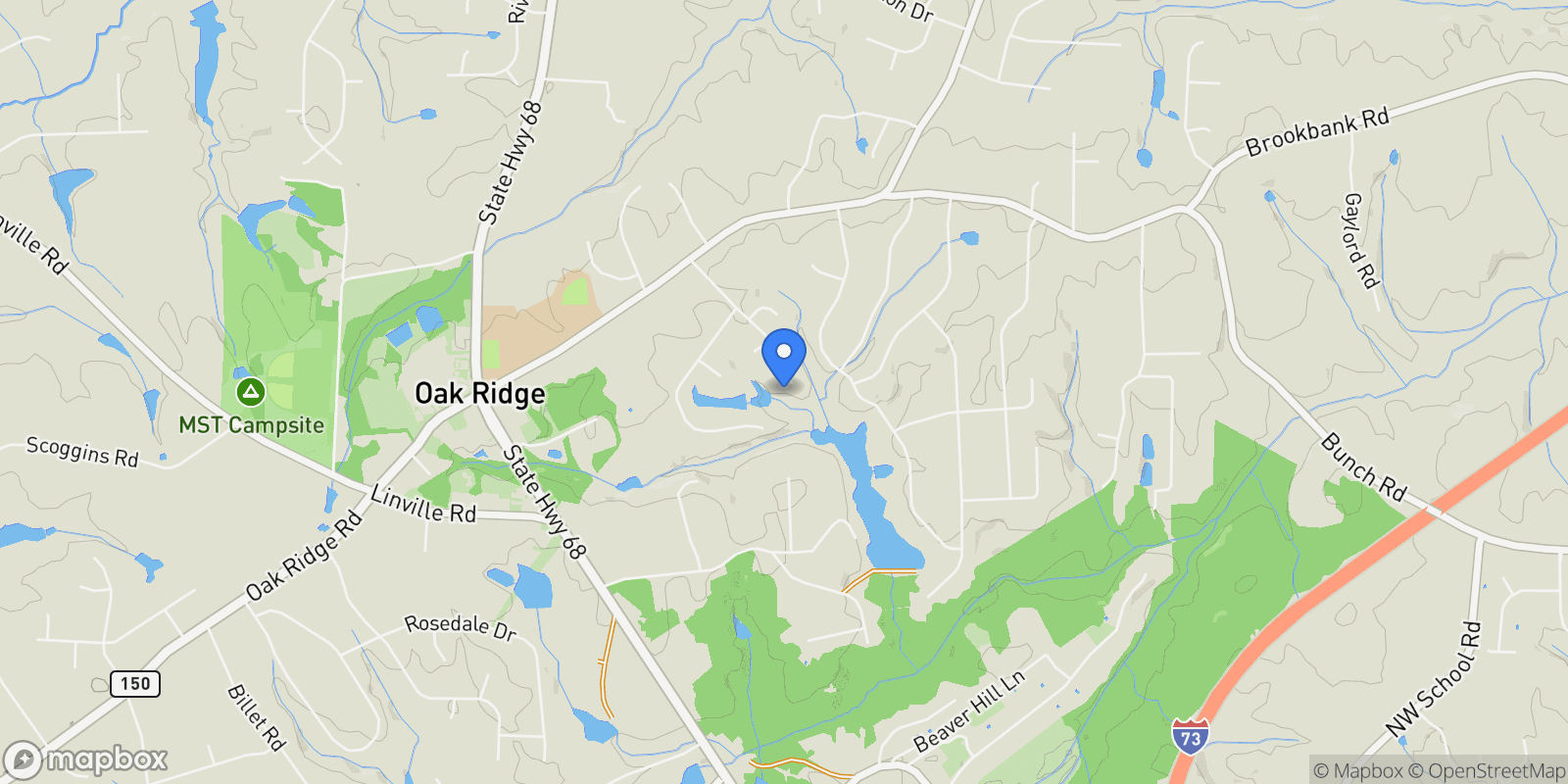Map showing 6391 Whitaker Trace, Oak Ridge, North Carolina, United States.