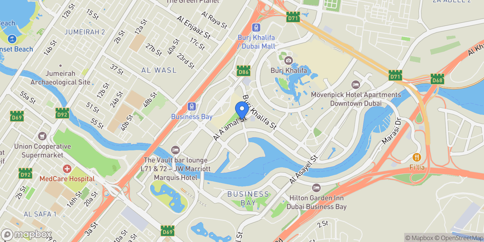 Map showing Al Amal St - Business Bay - Dubai - United Arab Emirates, Dubai, Dubai, United Arab Emirates.