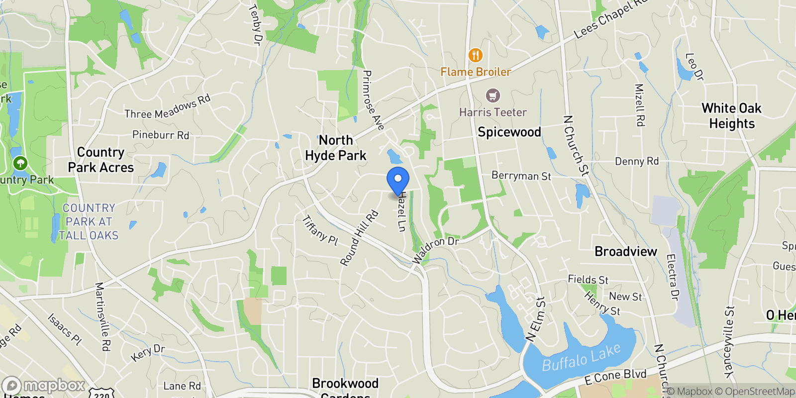 Map showing 3805 Hazel Lane, Greensboro, North Carolina, United States.
