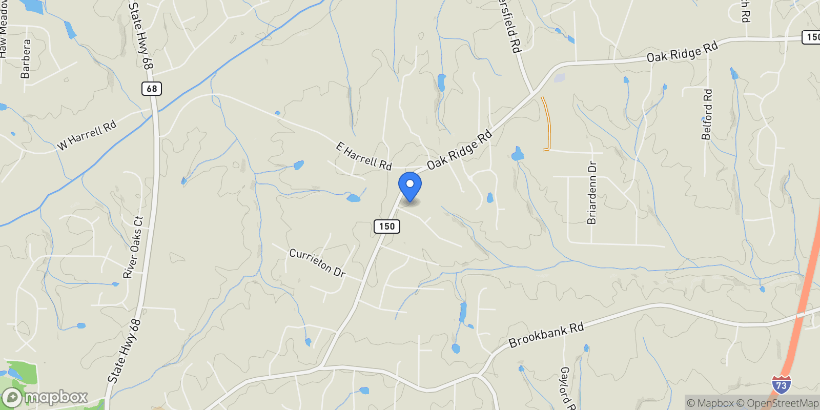 Map showing 7618 Pemberley Drive, Oak Ridge, North Carolina, United States.