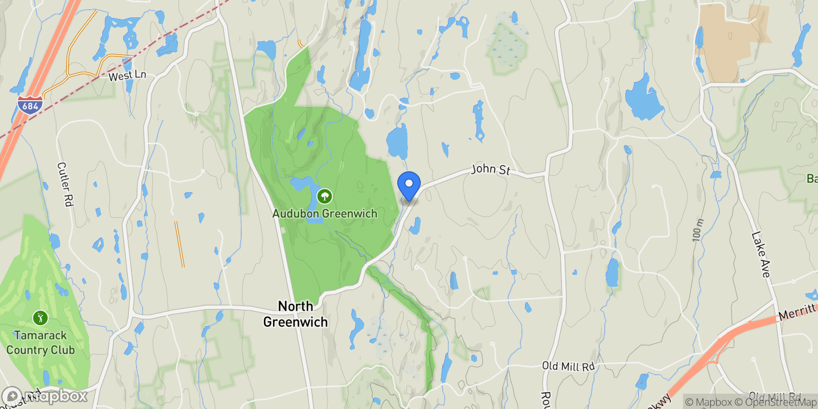 Map showing 65 John Street, Greenwich, CT, 06831, USA, Greenwich, Connecticut, United States.