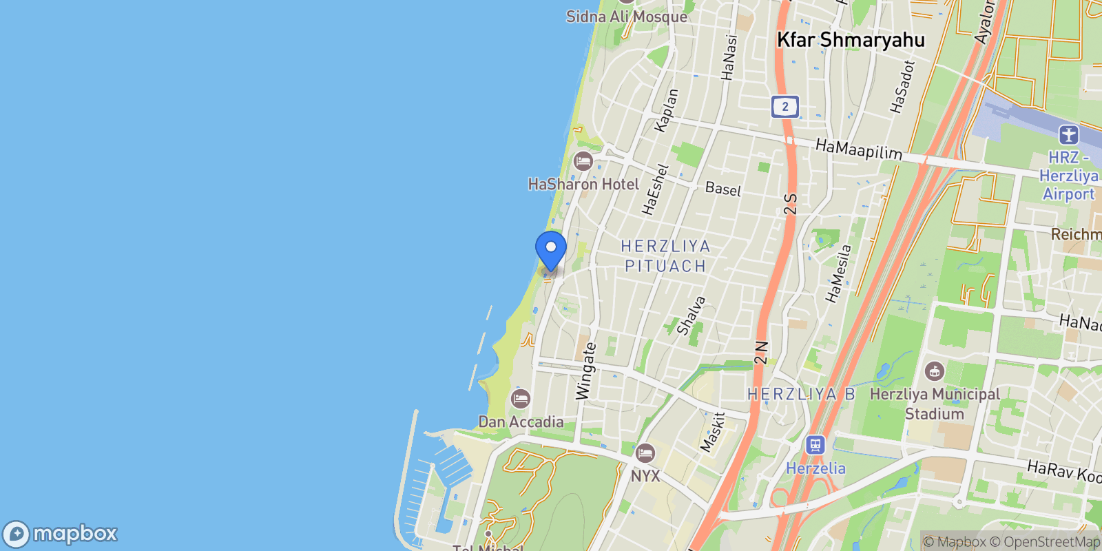 Map showing Ramat Yam St 50, Herzliya, 4685150, Israel, Herzliya, Tel Aviv District, Israel.