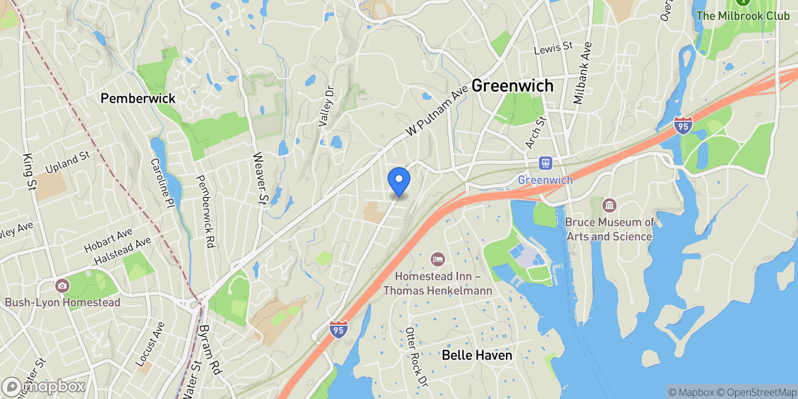 Map showing 151A Hamilton Avenue, Greenwich, CT, 06830, USA, Greenwich, Connecticut, United States.