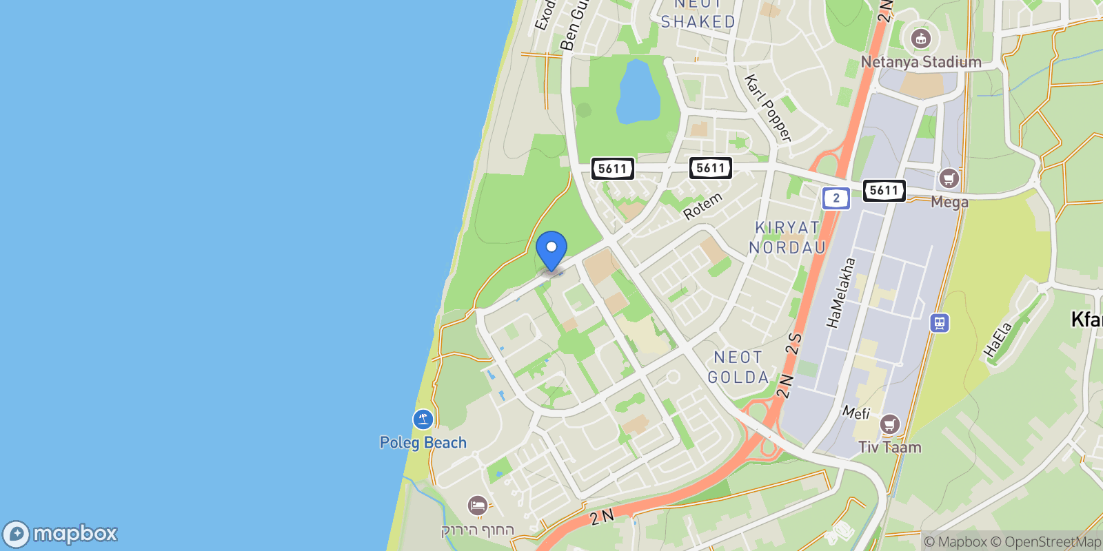 Map showing Uzi Hitman St 3, Netanya, Israel, Netanya, Center District, Israel.