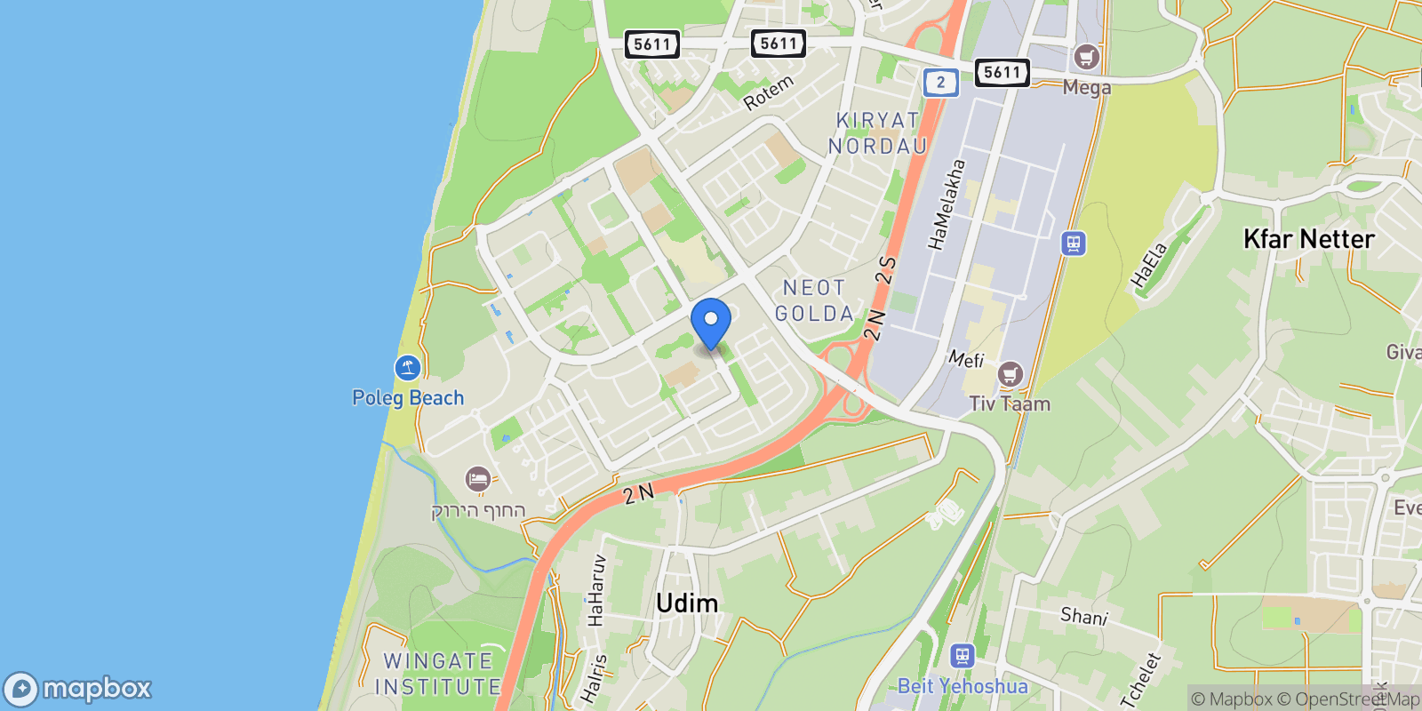 Map showing Amnon veTamar St 6, Netanya, Israel, Netanya, Center District, Israel.
