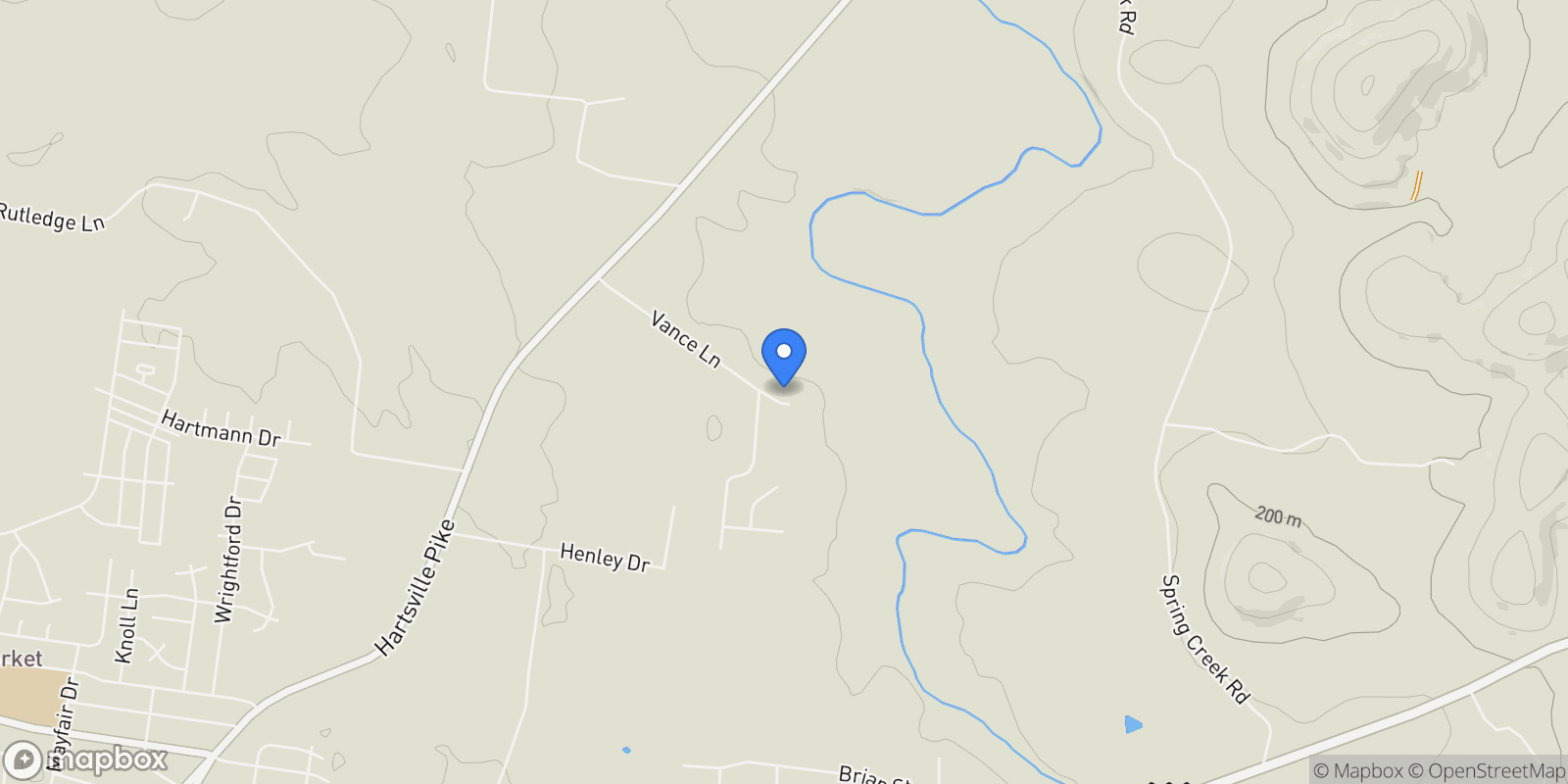 Map showing 521 Vance Ln, Lebanon, Tennessee, United States.