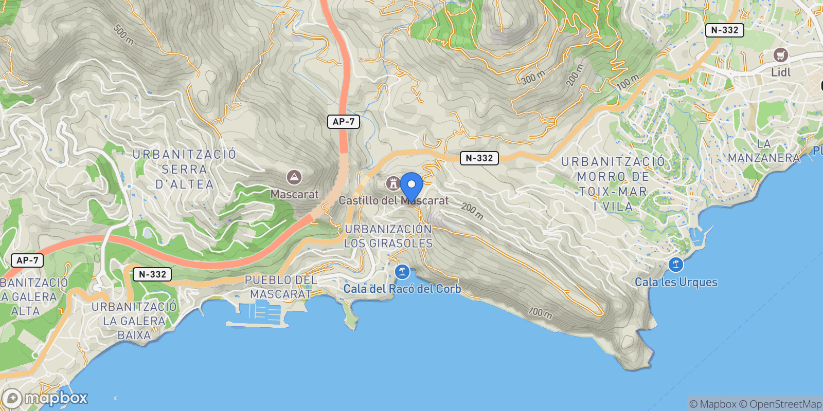 Map showing Puerto, Calpe, ALICANTE, Calpe, Calp, Valencian Community, Spain.