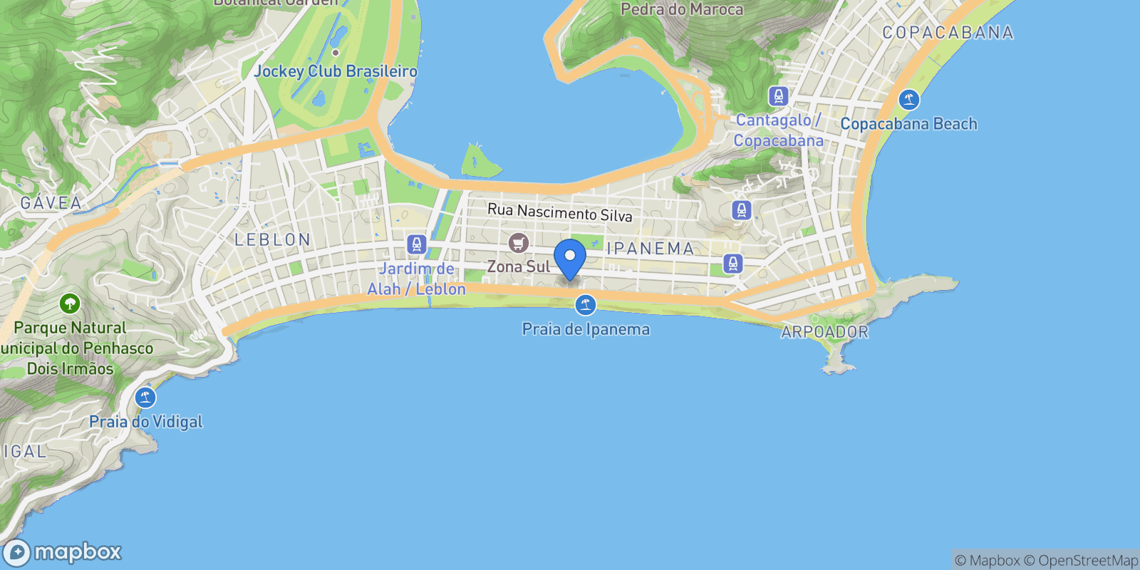 Map showing Vieira Souto 446, RJ, Rio de Janeiro, State of Rio de Janeiro, Brazil.
