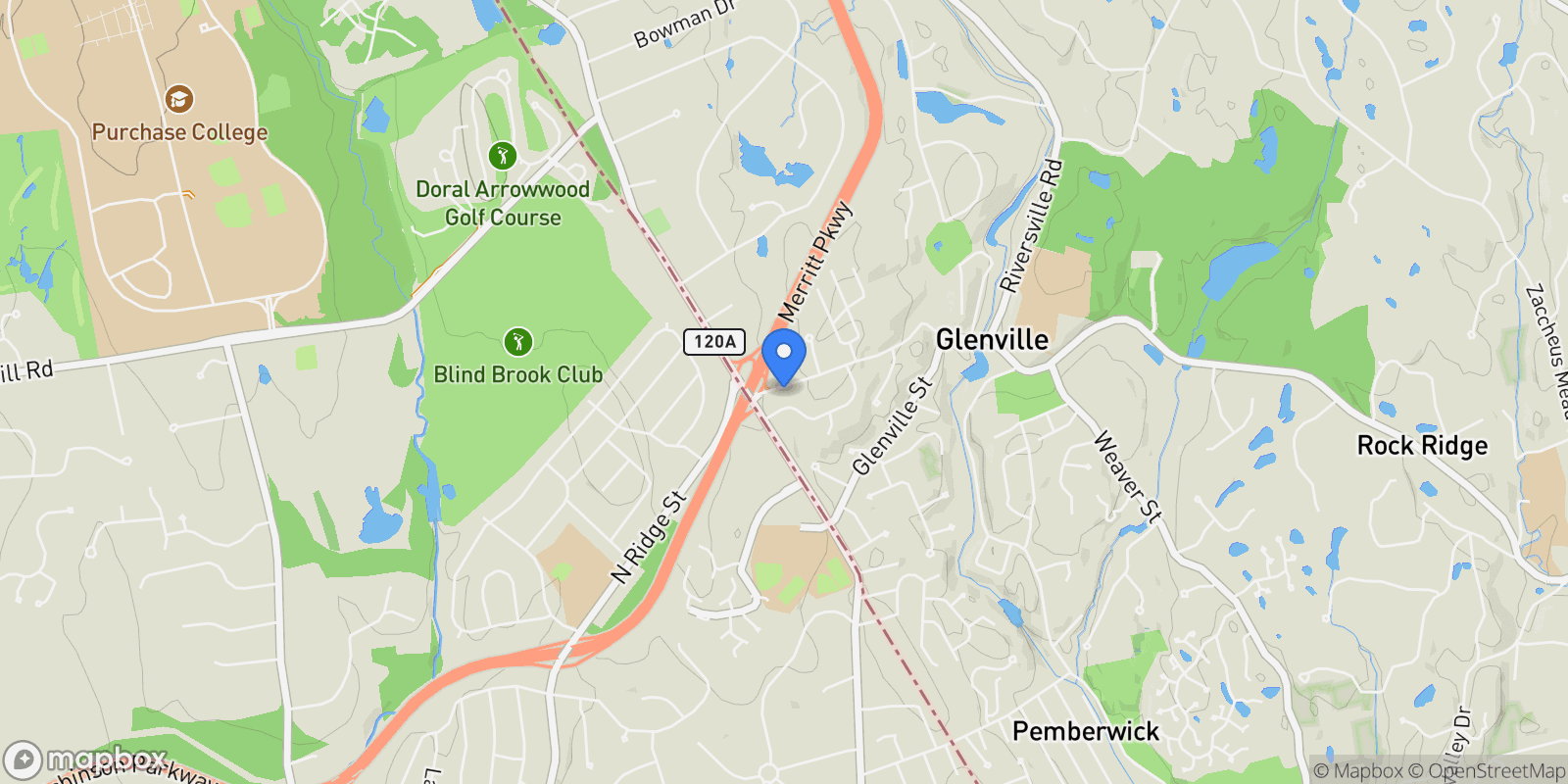 Map showing 53 Shady Lane, Greenwich, CT, 06831, USA, Greenwich, Connecticut, United States.