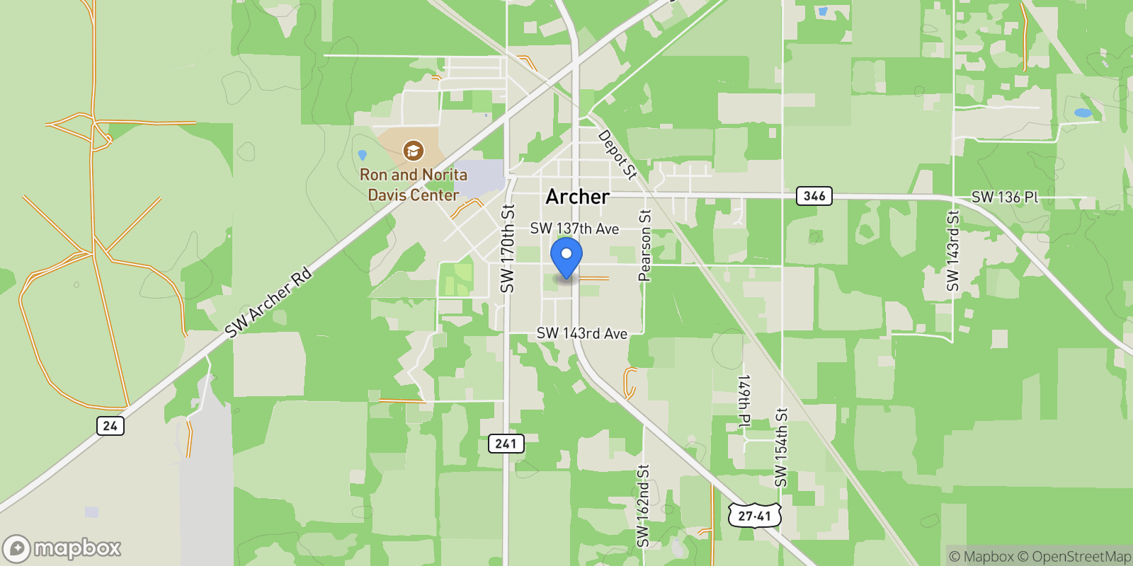 Map showing 16635 SW 139TH AVENUE, ARCHER, FL 32618, Gainesville, Florida, United States.