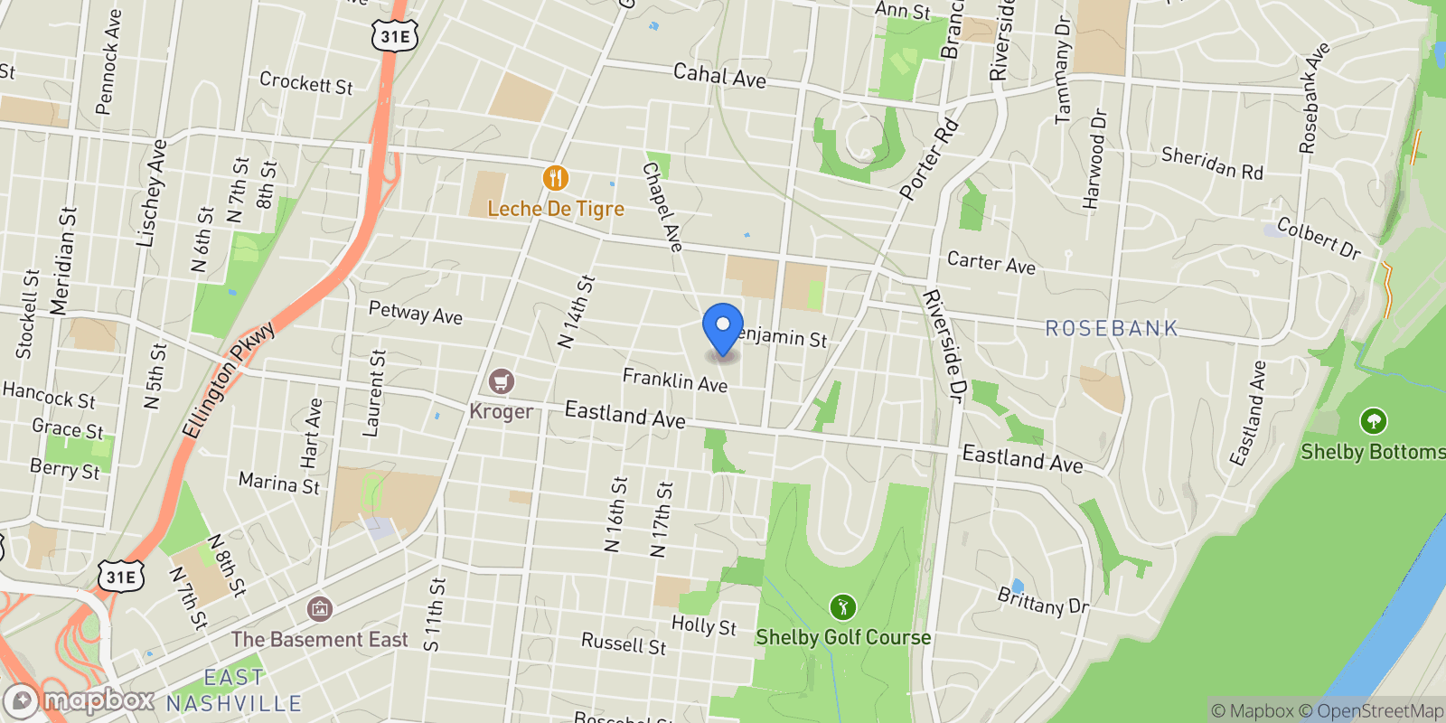 Map showing 212 Chapel Ave, Nashville, Tennessee, United States.