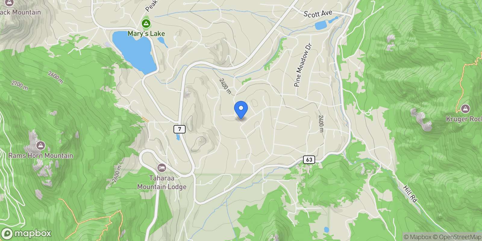 Map showing 405 Ponderosa Avenue, Estes Park, Colorado, United States.