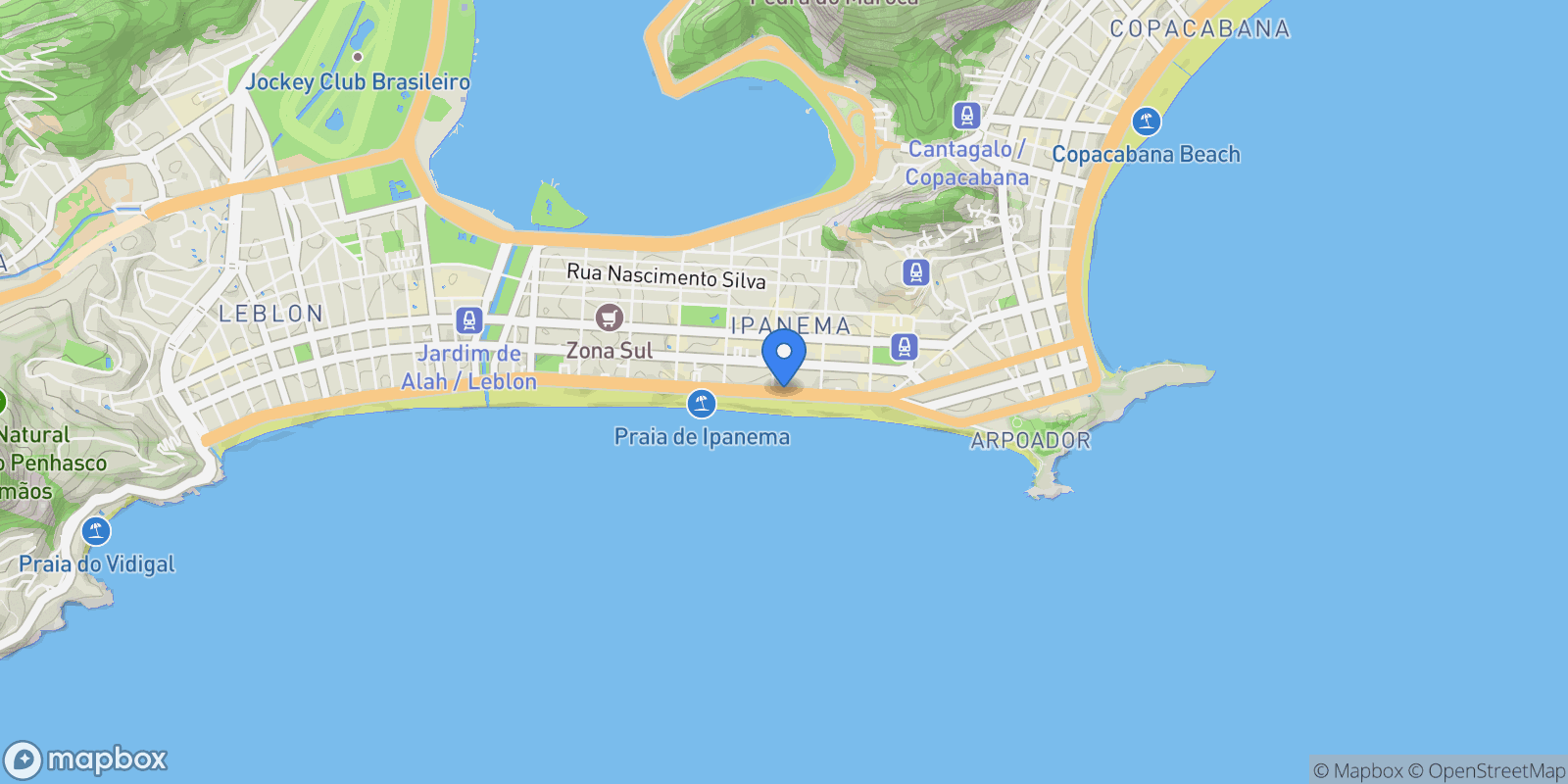 Map showing Vieira Souto 298, RJ, Rio de Janeiro, State of Rio de Janeiro, Brazil.