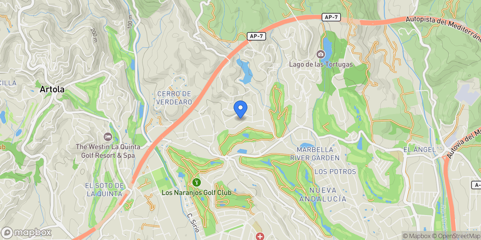 Map showing Nueva Andalucia, Marbella, Spain.