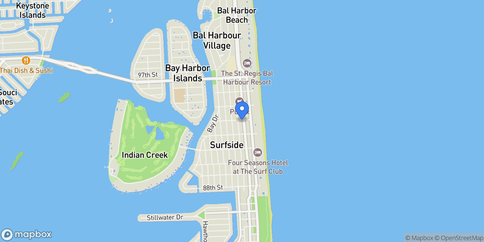 Map showing 300 N 93rd St, Bal Harbour, Florida, United States.