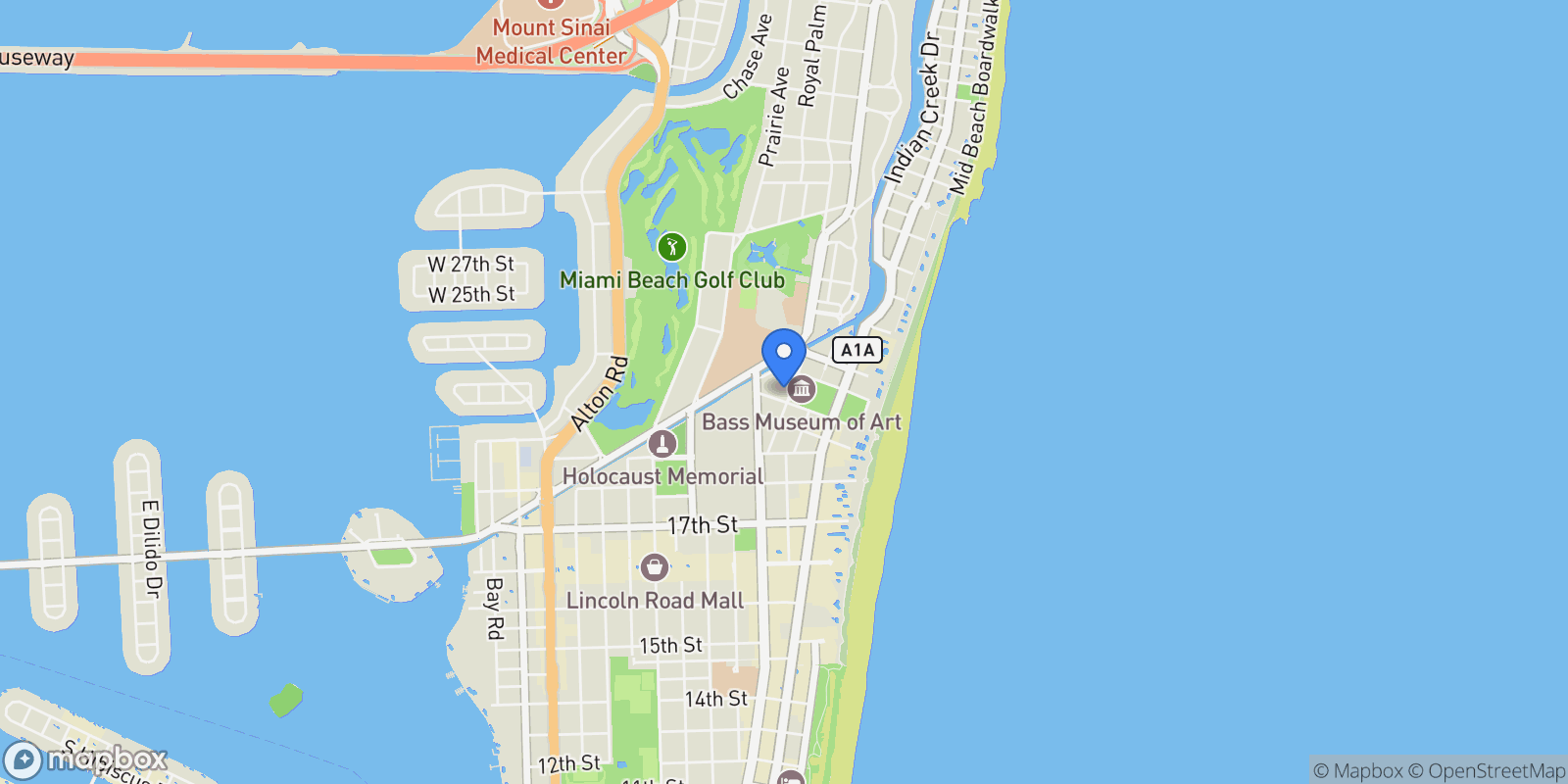 Map showing 2100 Park Ave 201, Miami Beach, Florida, United States.
