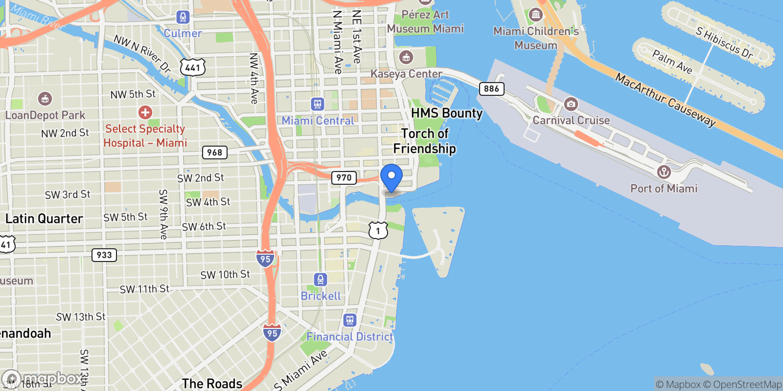 Map showing 465 Brickell Ave 1602, Miami, Florida, United States.