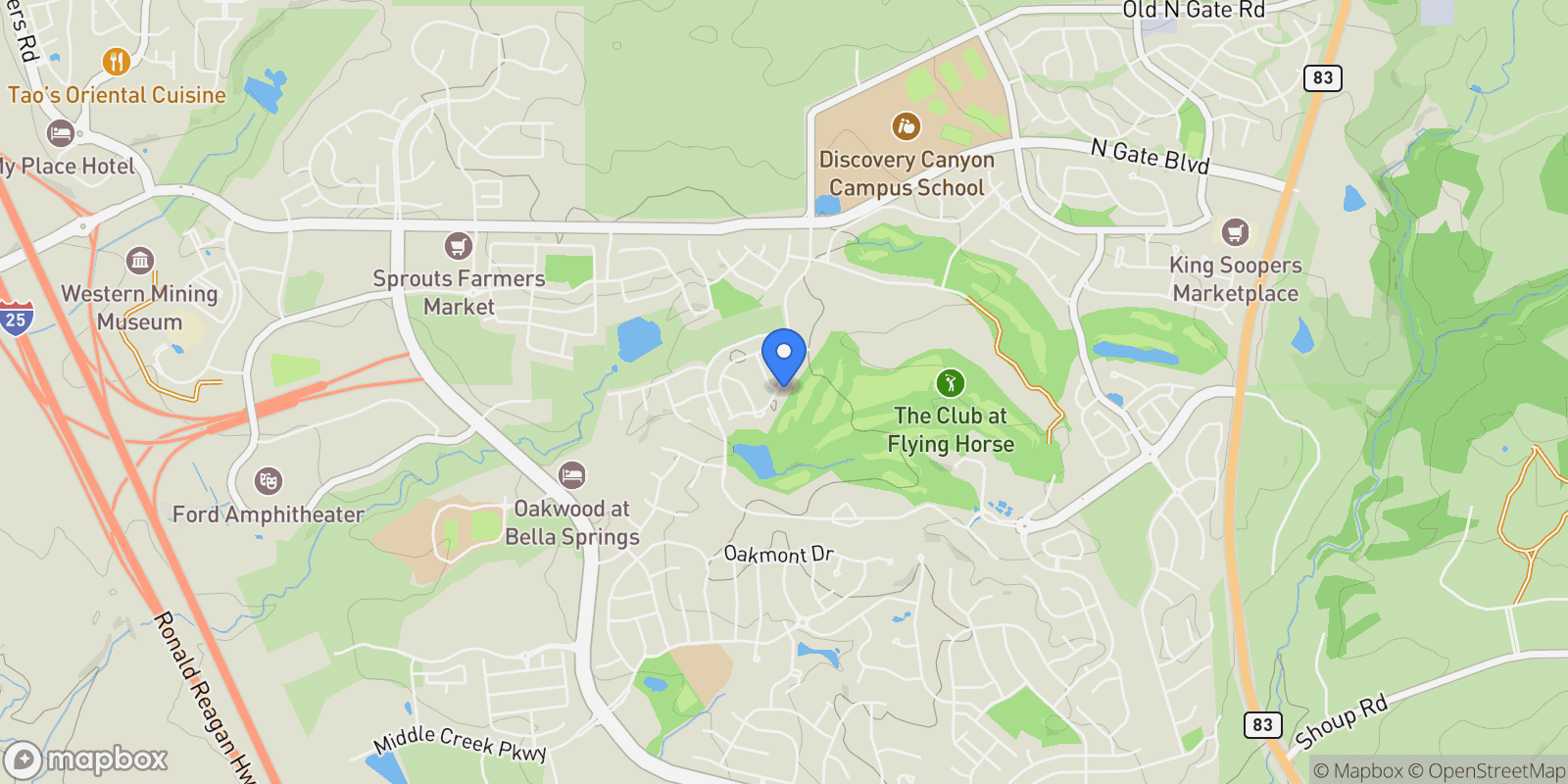 Map showing 1131 Old North Gate Road, Colorado Springs, CO 80921, Colorado Springs, Colorado, United States.