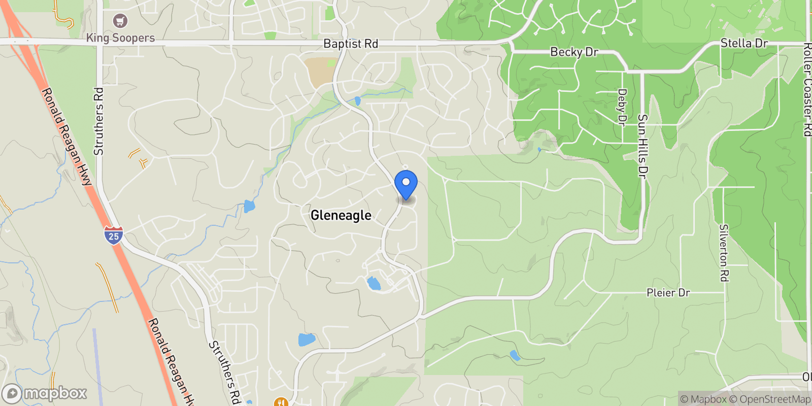 Map showing 14785 Latrobe Drive, Colorado Springs, CO 80921, Colorado Springs, Colorado, United States.