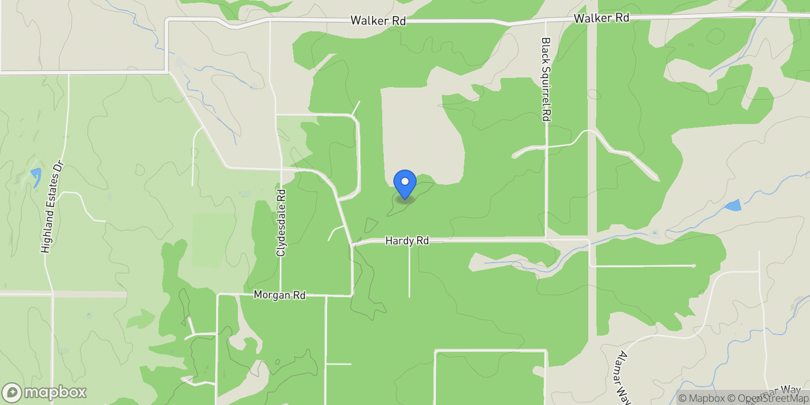 Map showing 9890 Hardy Road, Colorado Springs, CO 80908, Colorado Springs, Colorado, United States.