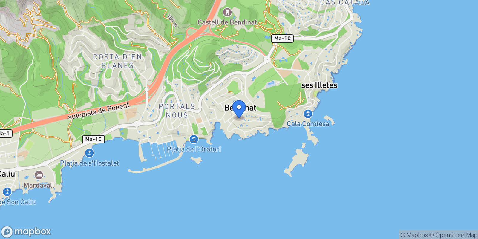 Map showing Mallorca, Portals Nous, Calvia, Balearic Islands.