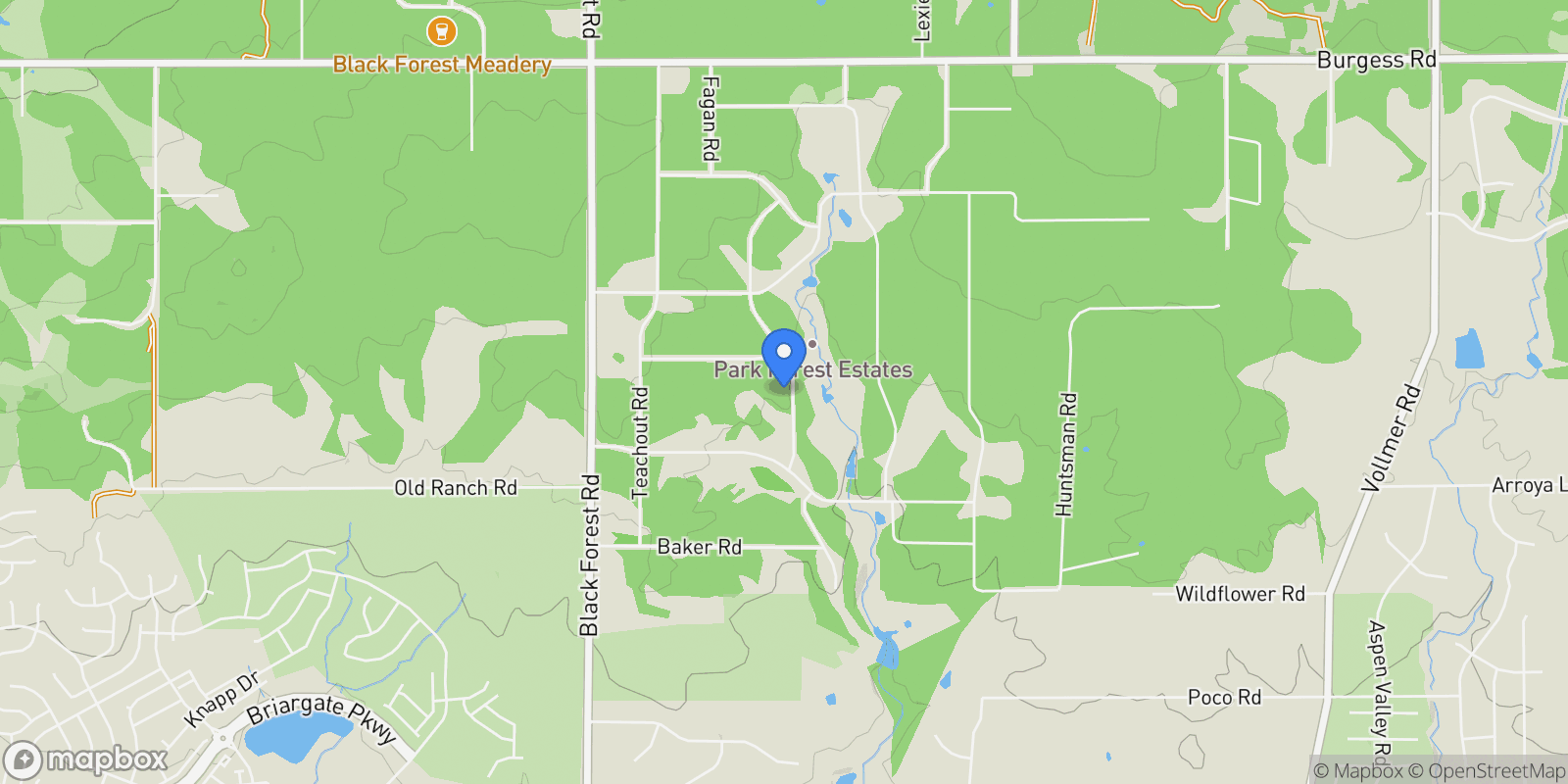 Map showing 10720 Egerton Road, Colorado Springs, CO 80908, Colorado Springs, Colorado, United States.