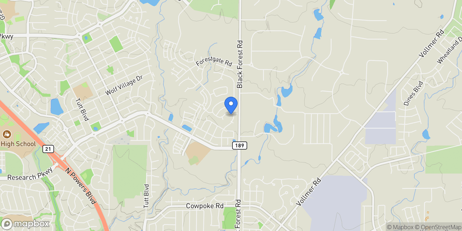 Map showing 6687 Rolling Creek Drive, Colorado Springs, CO 80924, Colorado Springs, Colorado, United States.