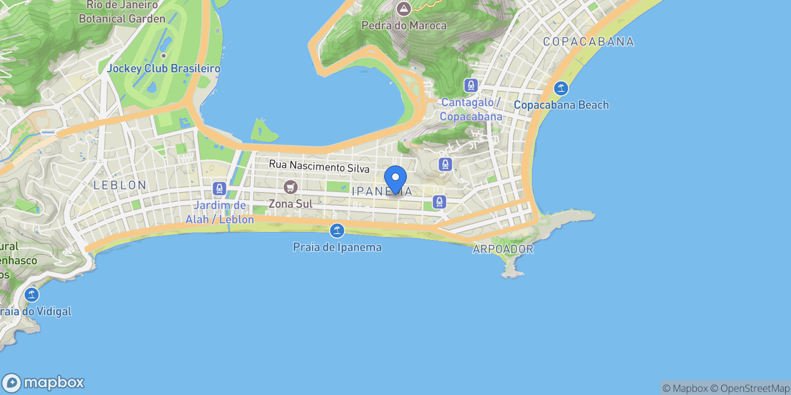 Map showing Visconde de Pirajá 584, RJ, Rio de Janeiro, State of Rio de Janeiro, Brazil.