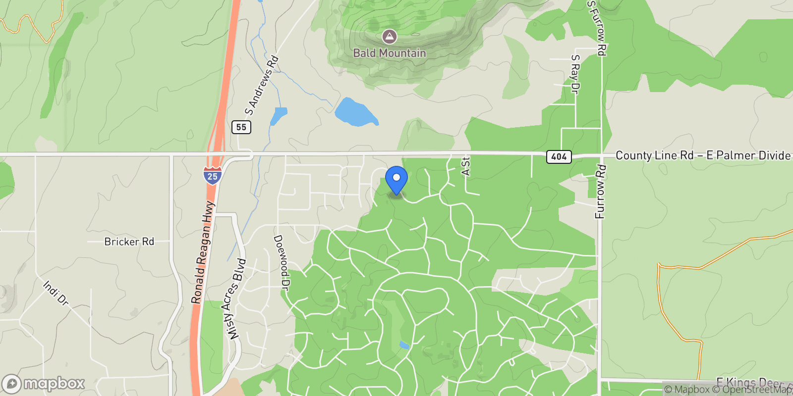 Map showing 1063 Greenland Forest Drive, Monument, CO 80132, Monument, Colorado, United States.