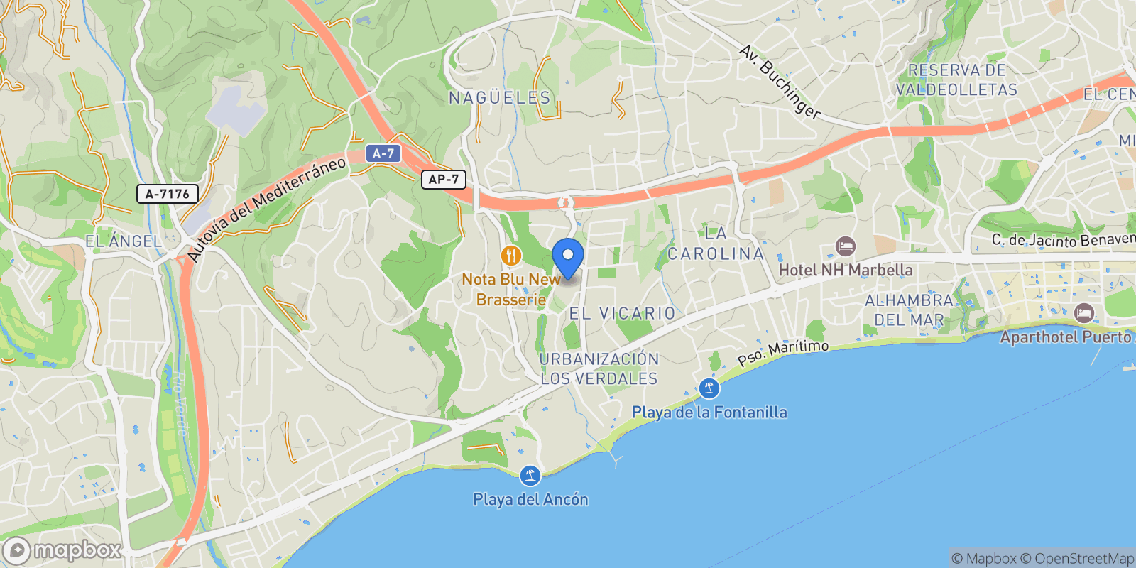 Map showing Marbella, Andalusia, Spain.