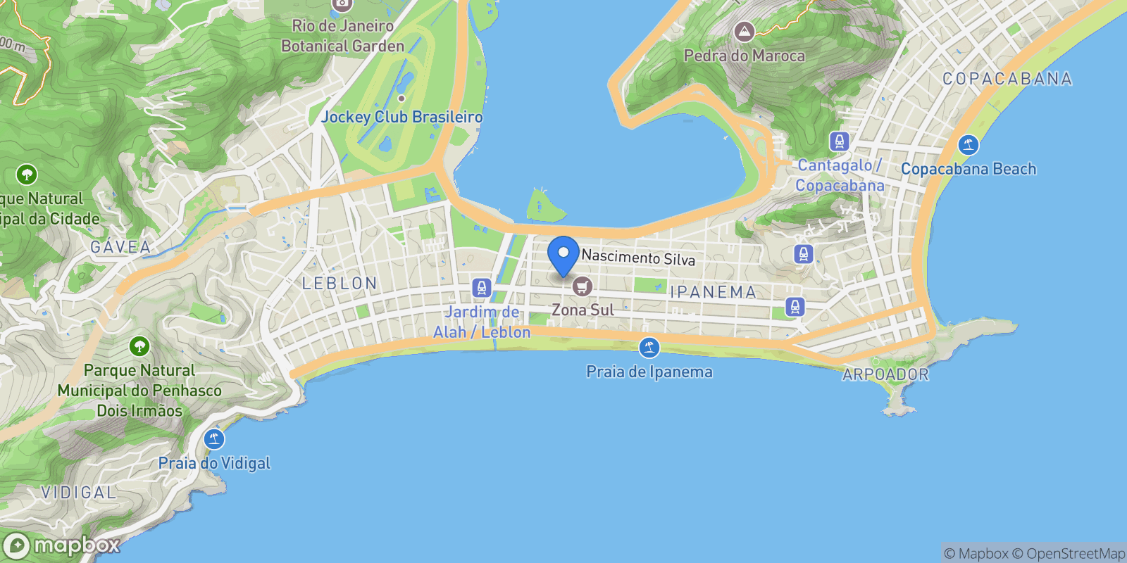 Map showing Aníbal de Mendonça 222, RJ, Rio de Janeiro, State of Rio de Janeiro, Brazil.