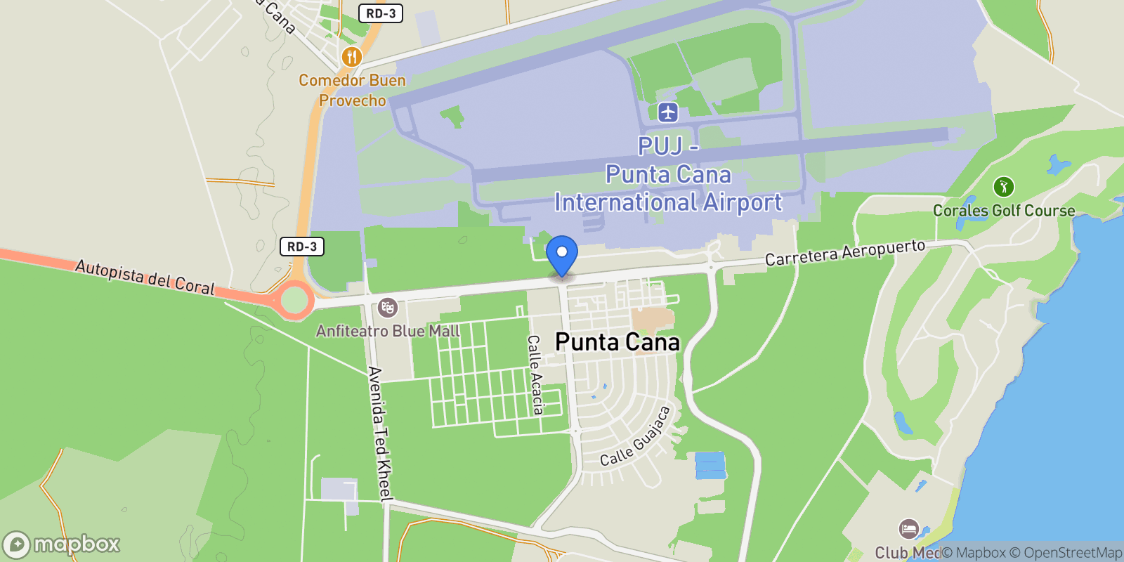 Map showing 23000 Punta Cana, Dominican Republic, Juanillo, La Altagracia Province, Dominican Republic.