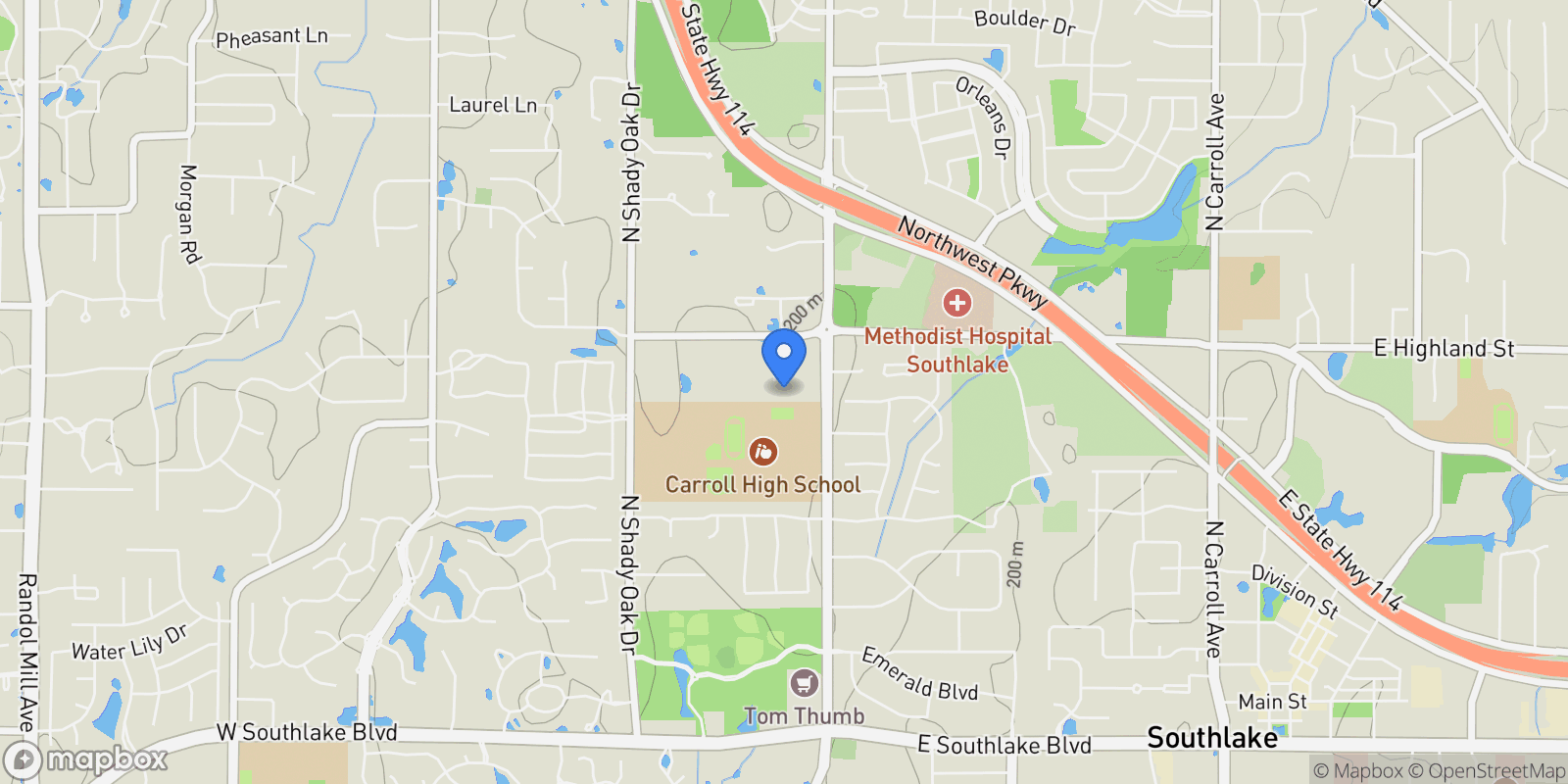 Map showing 1101 Linnea Lane, Grapevine, Texas, United States.