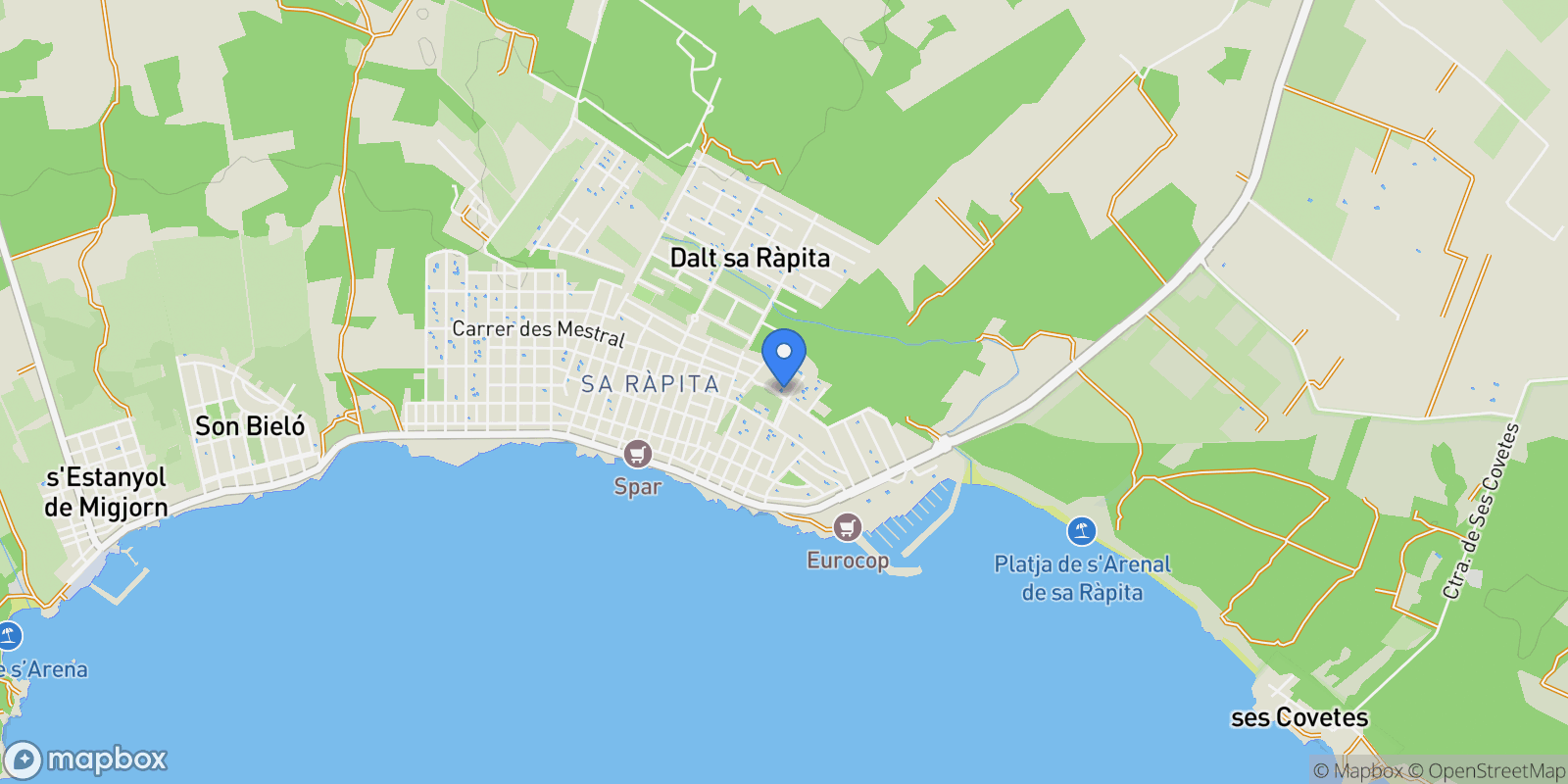 Map showing Campos, Balearic Islands, Spain.