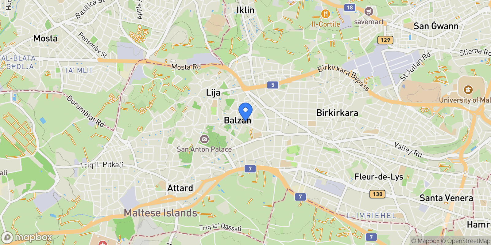 Map showing Balzan, Balzan, Malta.
